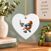 Dunking Donut Basketball Sports Glass Ornament - Material: Heart Ceramic Ornament