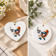 Dunking Donut Basketball Sports Glass Ornament - Material: Heart Ceramic Ornament
