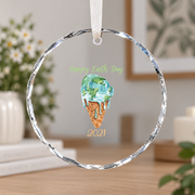 Earth Day Ice Cream Lover Family Keepsake Ceramic Ornament - Material: Circle Glass Ornament