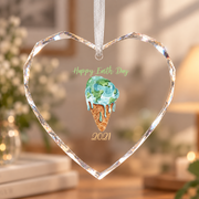 Earth Day Ice Cream Lover Family Keepsake Ceramic Ornament - Material: Heart Glass Ornament