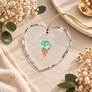 Earth Day Ice Cream Lover Family Keepsake Ceramic Ornament - Material: Heart Glass Ornament