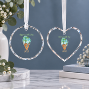 Earth Day Ice Cream Lover Family Keepsake Ceramic Ornament - Material: Heart Glass Ornament
