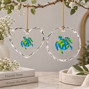 Earth Day Sea Turtle Ocean Conservation Glass Ornament - Material: Heart Glass Ornament