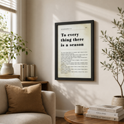 Ecclesiastes 3:1-8 Bible Verse Wall Art Scripture Quotes Christian Decor NO FRAMED POSTER - Format: Black Framed Poster