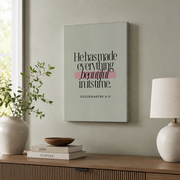 Ecclesiastes 3:11 Everything Beautiful Christian Wall Art, Minimal Scripture Poster - Format: Stretched Canvas