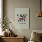 Ecclesiastes 3:11 Everything Beautiful Christian Wall Art, Minimal Scripture Poster - Format: Unframed Paper Poster