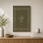 Ecclesiastes 4:9 Christian Couple Wall Art, Olive Green Scripture Poster - Format: Stretched Canvas