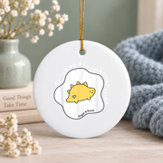 Egg Istential Crisis Funny Dinosaur Sloth Glass Ornament - Material: Circle Ceramic Ornament