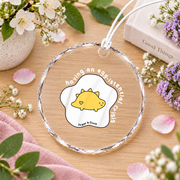 Egg Istential Crisis Funny Dinosaur Sloth Glass Ornament - Material: Circle Glass Ornament
