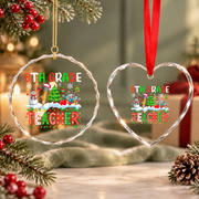 Eighth Grade Teacher Snowman Christmas Glass Ornament - Material: Heart Glass Ornament