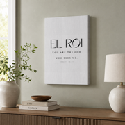 El Roi God Who Sees Me Christian Wall Art, Minimal Scripture Poster - Format: Stretched Canvas