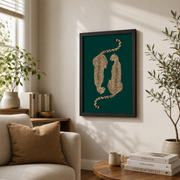 Emerald Green Cheetah Wall Art Retro Leopard Print Jungle Poster Funky Dopamine Decor Apartment Art Poster - Format: Black Framed Poster