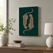 Emerald Green Cheetah Wall Art Retro Leopard Print Jungle Poster Funky Dopamine Decor Apartment Art Poster - Format: Stretched Canvas