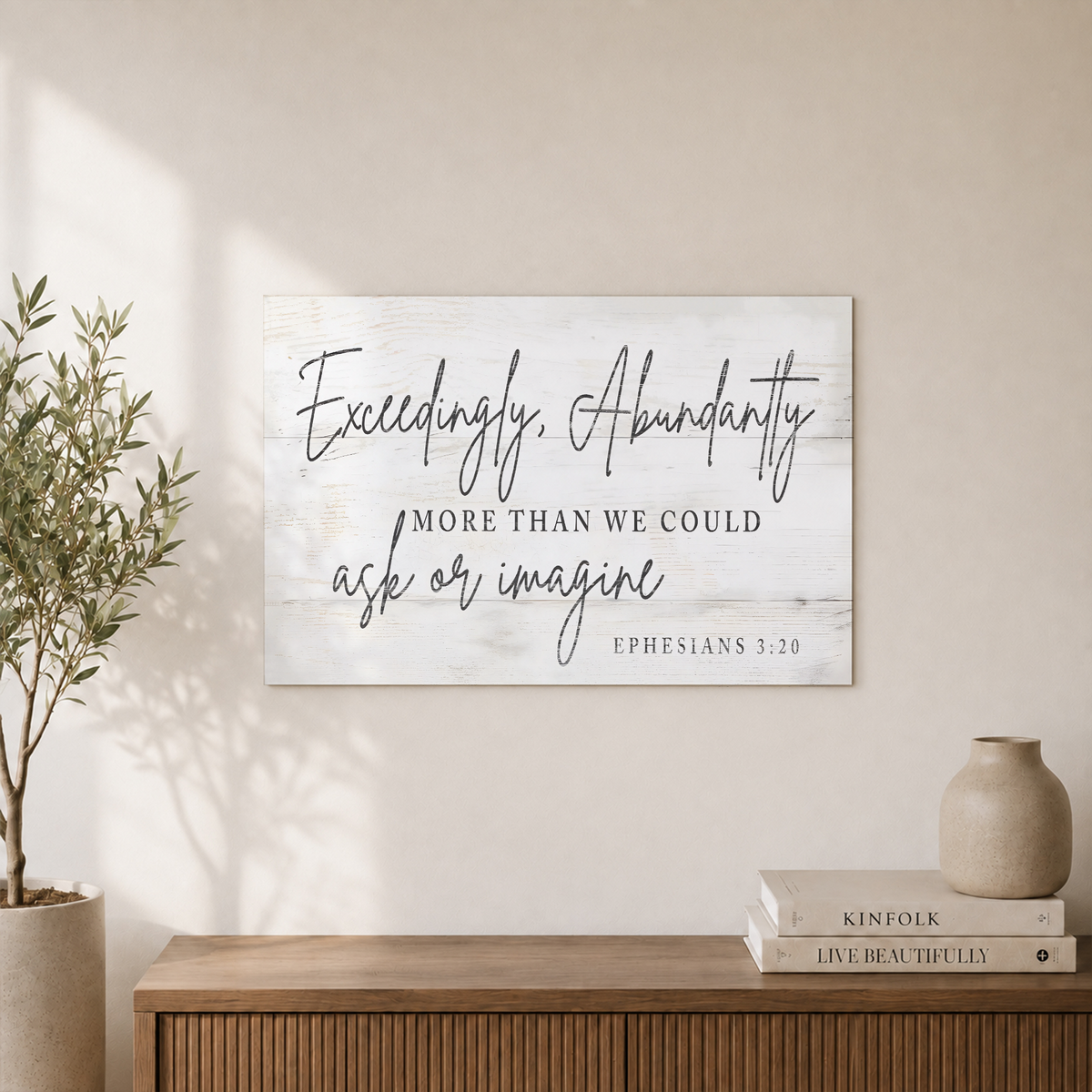 Ephesians 3:20 Exceedingly Abundantly Christian Wall Art, Faith Scripture Sign - Format: Unframed Paper Poster