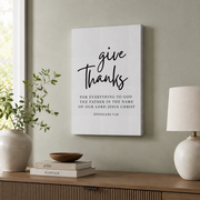 Ephesians 5:20 Thanksgiving Bible Verse Wall Art, Christian Home Decor, Christian Wall Art, Bible Verse Poster Wall Art, Modern Wall Decor, 8x12 UNFRAMED - Format: Stretched Canvas