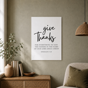 Ephesians 5:20 Thanksgiving Bible Verse Wall Art, Christian Home Decor, Christian Wall Art, Bible Verse Poster Wall Art, Modern Wall Decor, 8x12 UNFRAMED - Format: Unframed Paper Poster