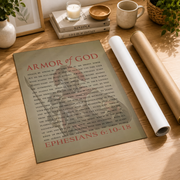 Ephesians 6:10-18 Armor Of God Christian Wall Art, Scripture Poster - Format: Rolled Canvas