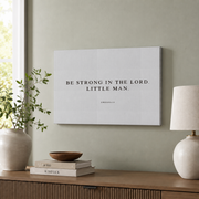 Ephesians 6:10 Boys Christian Nursery Poster, Boho Bible Verse Wall Art - Format: Stretched Canvas