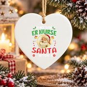 ER Nurse Santa Christmas Glass Ornament - Material: Heart Ceramic Ornament