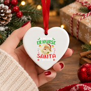 ER Nurse Santa Christmas Glass Ornament - Material: Heart Ceramic Ornament