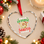 ER Nurse Santa Christmas Glass Ornament - Material: Heart Glass Ornament