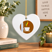 Ethiopian Coffee Culture Traditional Style Glass Ornament - Material: Heart Ceramic Ornament