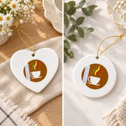 Ethiopian Coffee Culture Traditional Style Glass Ornament - Material: Heart Ceramic Ornament