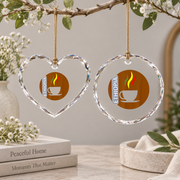 Ethiopian Coffee Culture Traditional Style Glass Ornament - Material: Heart Glass Ornament