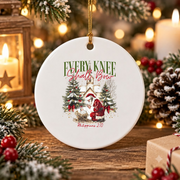 Every Knee Shall Bow Christian Christmas Glass Ornament - Material: Circle Ceramic Ornament