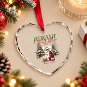 Every Knee Shall Bow Christian Christmas Glass Ornament - Material: Heart Glass Ornament