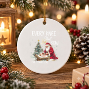 Every Knee Shall Bow Jesus Christmas Glass Ornament - Material: Circle Ceramic Ornament