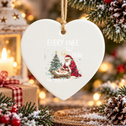 Every Knee Shall Bow Jesus Christmas Glass Ornament - Material: Heart Ceramic Ornament