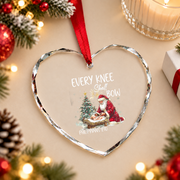 Every Knee Shall Bow Jesus Christmas Glass Ornament - Material: Heart Glass Ornament