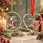 Every Knee Shall Bow Jesus Christmas Glass Ornament - Material: Heart Glass Ornament
