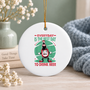Everyday Beer Drinking Bar Theme Glass Ornament - Material: Circle Ceramic Ornament