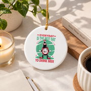 Everyday Beer Drinking Bar Theme Glass Ornament - Material: Circle Ceramic Ornament