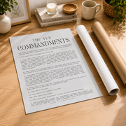 Exodus 20 Ten Commandments Christian Wall Art, Classic Scripture Poster - Format: Rolled Canvas