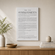 Exodus 20 Ten Commandments Christian Wall Art, Classic Scripture Poster - Format: Stretched Canvas