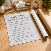 Exodus 20 Ten Commandments Christian Wall Art, Minimal Bible Verse Poster - Format: Rolled Canvas