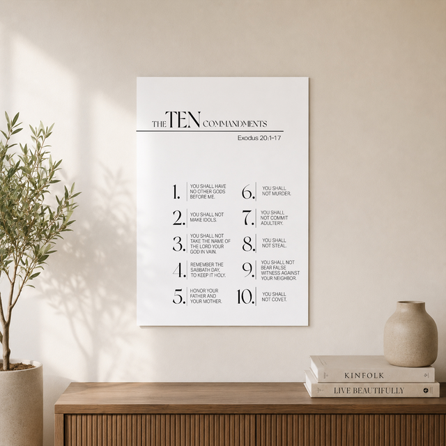 Exodus 20 Ten Commandments Christian Wall Art, Scripture Poster - Format: Unframed Paper Poster