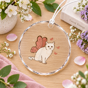 Fairycore Butterfly Wing Cat Aesthetic Glass Ornament - Material: Circle Glass Ornament
