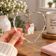 Fairycore Butterfly Wing Cat Aesthetic Glass Ornament - Material: Heart Glass Ornament