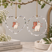 Fairycore Butterfly Wing Cat Aesthetic Glass Ornament - Material: Heart Glass Ornament