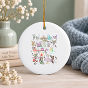 Fairycore Grunge Fairy Mushroom Aesthetic Glass Ornament - Material: Circle Ceramic Ornament