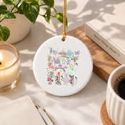 Fairycore Grunge Fairy Mushroom Aesthetic Glass Ornament - Material: Circle Ceramic Ornament