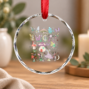 Fairycore Grunge Fairy Mushroom Aesthetic Glass Ornament - Material: Circle Glass Ornament