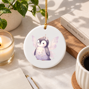 Fairycore Penguin Lover Cute Aesthetic Glass Ornament - Material: Circle Ceramic Ornament