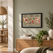 Faith Hope Love Christian Wall Art, Cardinal Couple Flower Garden Poster - Format: Black Framed Poster