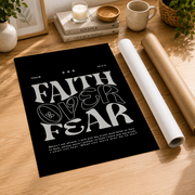 Faith Over Fear Christian Wall Art Bible Verse Poster Print Retro Dorm Room Decor Minimalist Scripture Large Wall Art Wall Art, Modern Wall Decor, 8x12 UNFRAMED - Format: Rolled Canvas