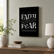 Faith Over Fear Christian Wall Art Bible Verse Poster Print Retro Dorm Room Decor Minimalist Scripture Large Wall Art Wall Art, Modern Wall Decor, 8x12 UNFRAMED - Format: Stretched Canvas